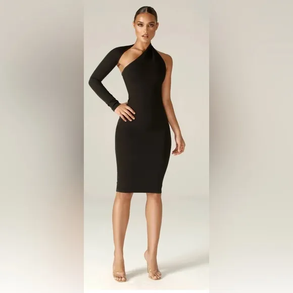 DASHA MODERN MIDI DRESS (BLACK)