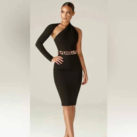 DASHA MODERN MIDI DRESS (BLACK)