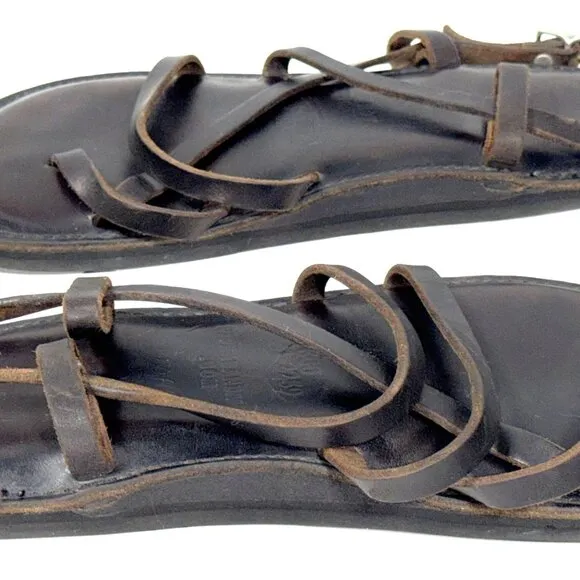 David Piper &amp; Sons The Original Dk Brown/Black leather Strappy Sandals Shoes 10