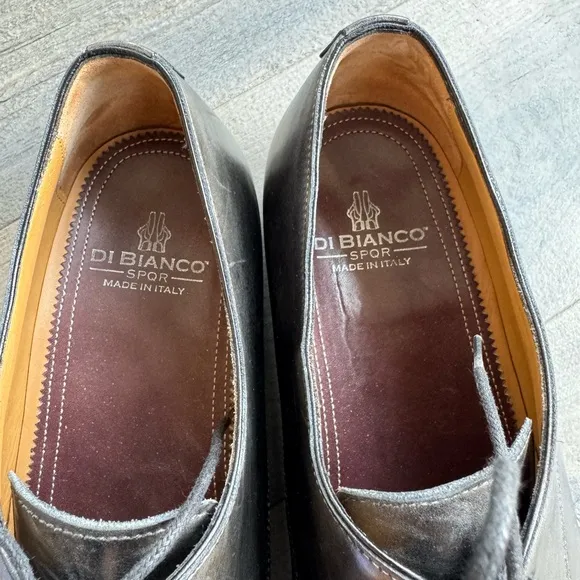 Di Bianco Black Leather Italian Dress Shoes