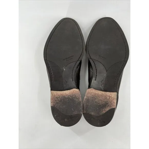 Di Bianco SPQR Apron Toe Brown Penny Loafer shoes EU41 US 8 Italy Pebble Leather