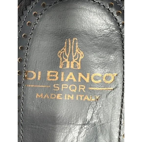 Di Bianco SPQR Apron Toe Brown Penny Loafer shoes EU41 US 8 Italy Pebble Leather