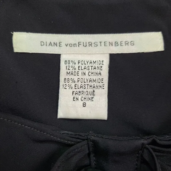 Diane von Furstenberg Adalina Black Ruffled Bodice Mini Dress Size 8 Classic LBD