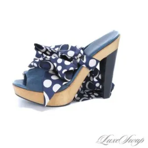 Diane von Furstenberg Eva Blue Suede Ankle Wrap Sandal. Fits size 7-7.5.