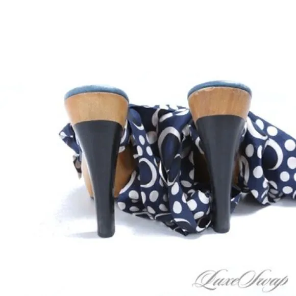 Diane von Furstenberg Eva Blue Suede Ankle Wrap Sandal. Fits size 7-7.5.