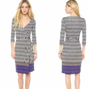 DIANE Von Furstenberg New Julian Two Jersey Silk Wrap Dress in Modern Harlequin