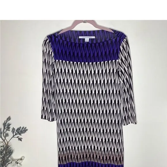 Diane Von Furstenberg Ruri Silk Dress in Modern Harlequin 3/4 Sleeve