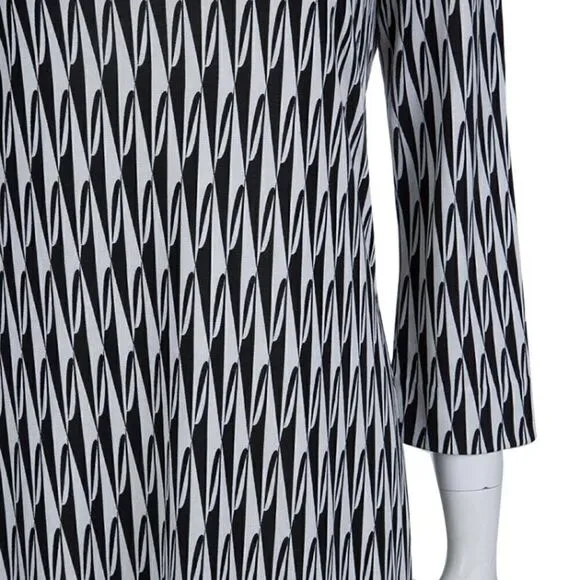 Diane Von Furstenberg Ruri Silk Dress in Modern Harlequin 3/4 Sleeve