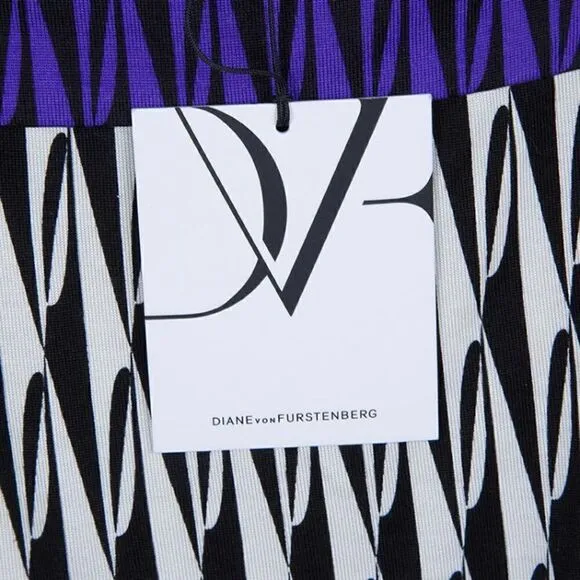 Diane Von Furstenberg Ruri Silk Dress in Modern Harlequin 3/4 Sleeve