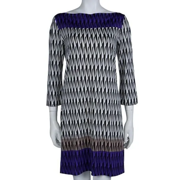 Diane Von Furstenberg Ruri Silk Dress in Modern Harlequin 3/4 Sleeve