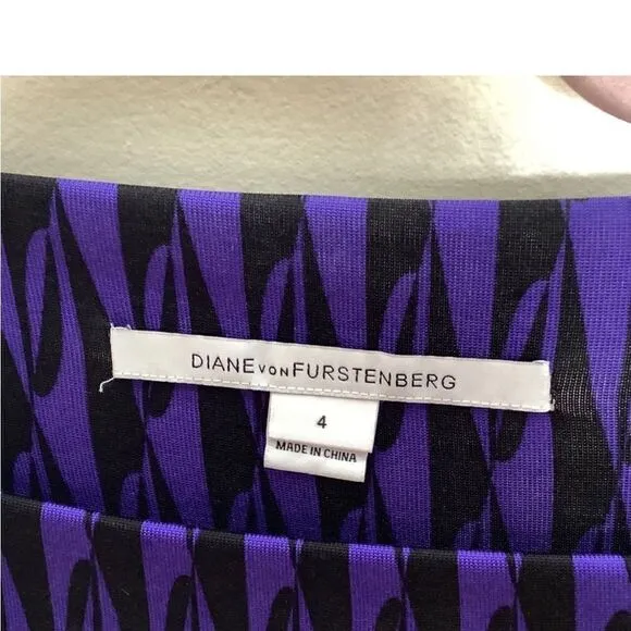 Diane Von Furstenberg Ruri Silk Dress in Modern Harlequin 3/4 Sleeve