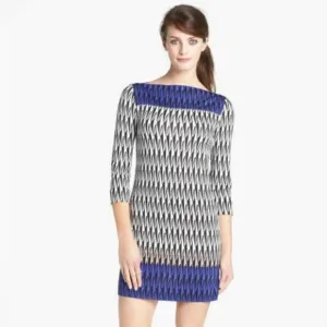 Diane Von Furstenberg Ruri Silk Dress in Modern Harlequin 3/4 Sleeve