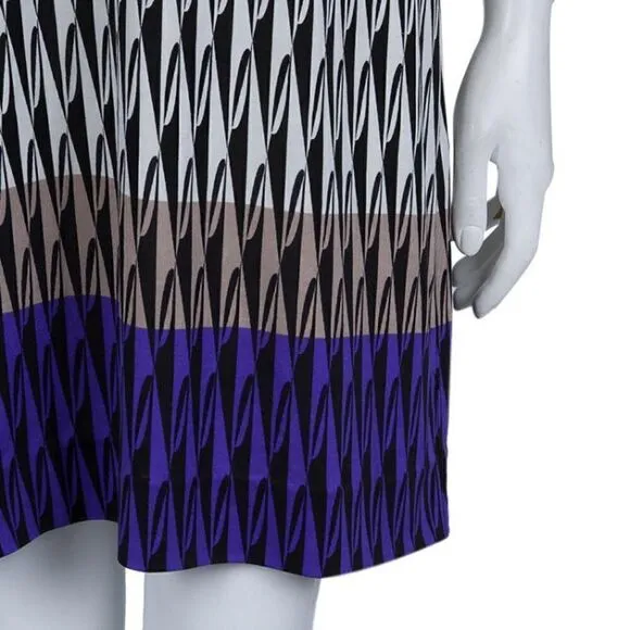 Diane Von Furstenberg Ruri Silk Dress in Modern Harlequin 3/4 Sleeve