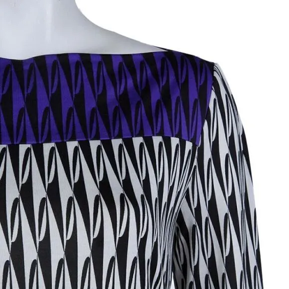 Diane Von Furstenberg Ruri Silk Dress in Modern Harlequin 3/4 Sleeve