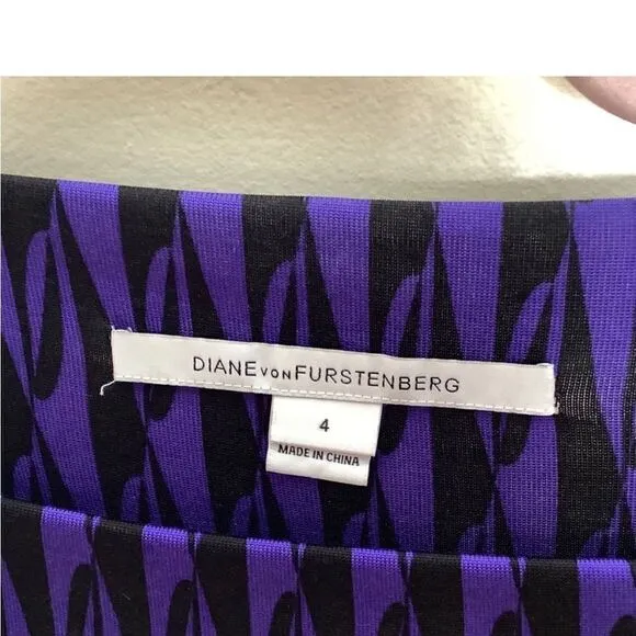 Diane Von Furstenberg Ruri Silk Dress in Modern Harlequin 3/4 Sleeve