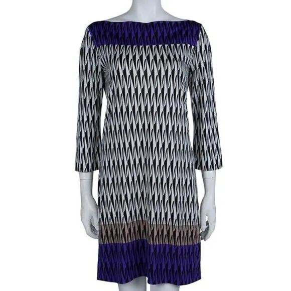 Diane Von Furstenberg Ruri Silk Dress in Modern Harlequin 3/4 Sleeve