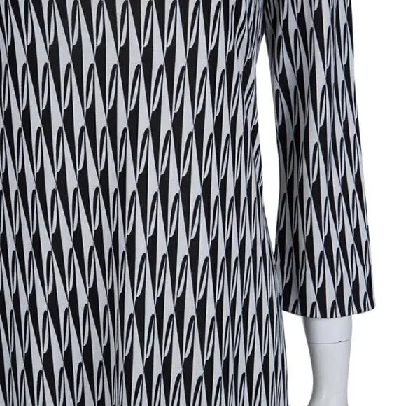 Diane Von Furstenberg Ruri Silk Dress in Modern Harlequin 3/4 Sleeve