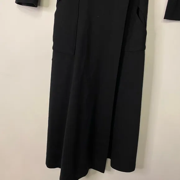 Diane Von Furstenberg Wool V Neck Wrap Black Midi Dress Size 4 Classic Office