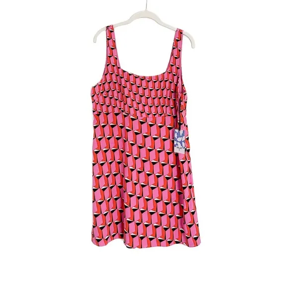 Diane Von Furstenberg x Target Mini Shift Dress in Pink Modern Geo Size 14 NWT
