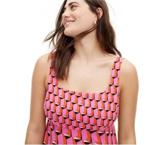 Diane Von Furstenberg x Target Mini Shift Dress in Pink Modern Geo Size 14 NWT