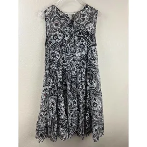 Diane VonFurstenberg Womens Shift Dress Paisley 2 Sleeveless Black Silk Classic
