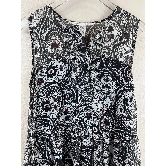 Diane VonFurstenberg Womens Shift Dress Paisley 2 Sleeveless Black Silk Classic