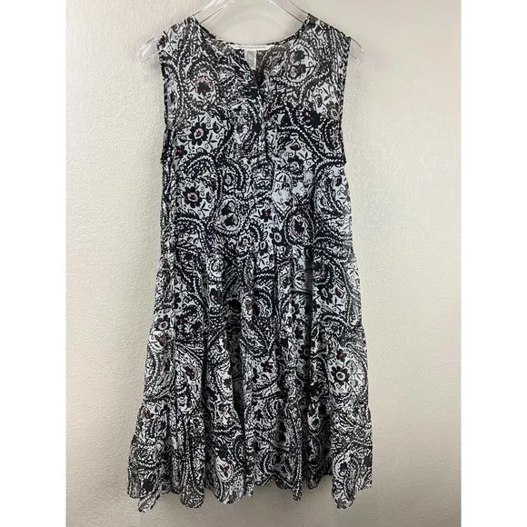 Diane VonFurstenberg Womens Shift Dress Paisley 2 Sleeveless Black Silk Classic