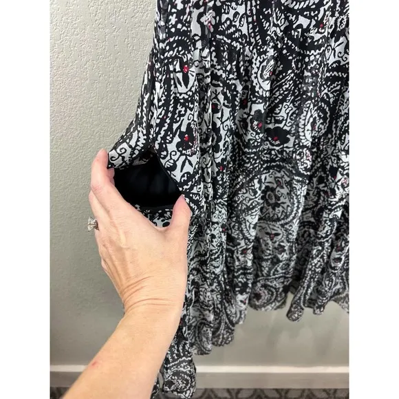 Diane VonFurstenberg Womens Shift Dress Paisley 2 Sleeveless Black Silk Classic