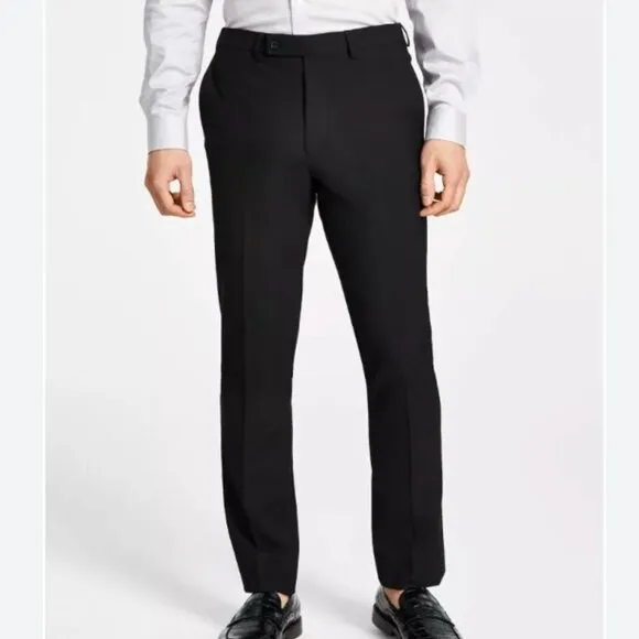 DKNY Dario Modern Fit Flat Front Dress Suit Pants - Black - size 36W x 29L