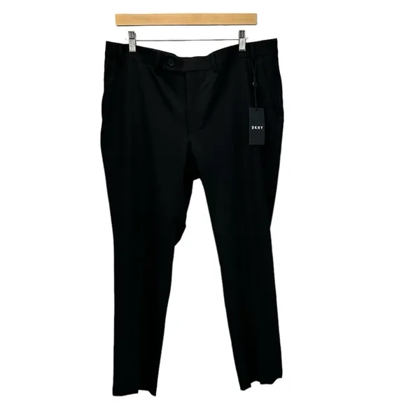 DKNY Dario Modern Fit Flat Front Dress Suit Pants - Black - size 36W x 29L