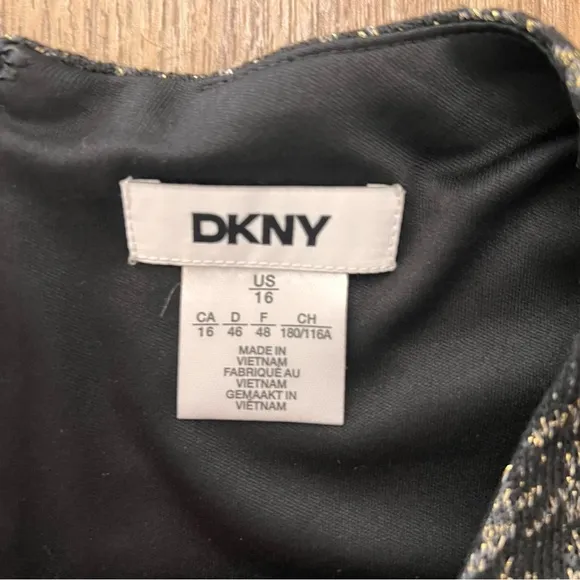 DKNY Elegant Black and Gray Houndstooth Dress