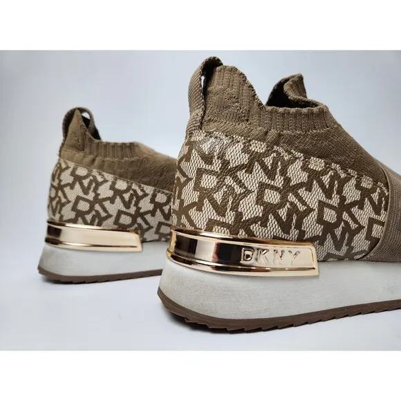 Dkny Shoes Womens 8 Sock Sneakers Designer Luxury All Over Logo Print Athleisure