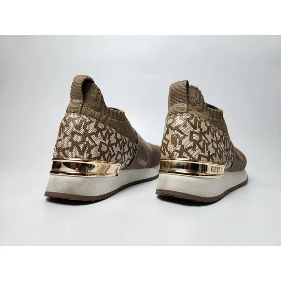 Dkny Shoes Womens 8 Sock Sneakers Designer Luxury All Over Logo Print Athleisure