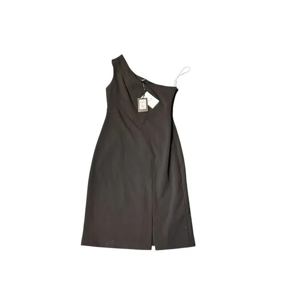 DKNY Women's One-Shoulder Black Midi Dress Size 6 Party Cocktail