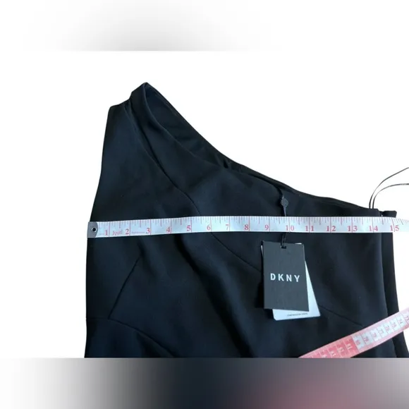 DKNY Women's One-Shoulder Black Midi Dress Size 6 Party Cocktail