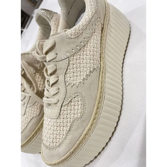 Dolce Vita Denae Platform Knit Crossweave Sneakers Sandstone Cream Size 9
