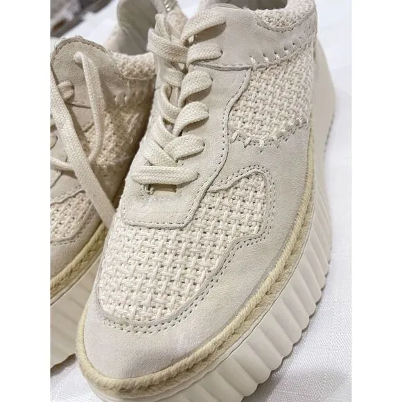 Dolce Vita Denae Platform Knit Crossweave Sneakers Sandstone Cream Size 9