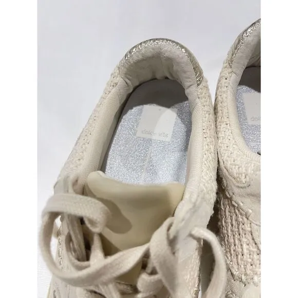 Dolce Vita Denae Platform Knit Crossweave Sneakers Sandstone Cream Size 9