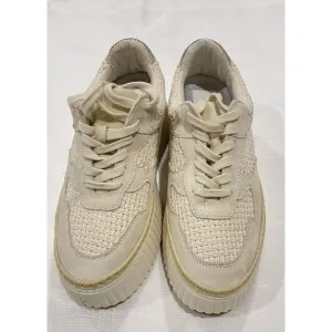 Dolce Vita Denae Platform Knit Crossweave Sneakers Sandstone Cream Size 9