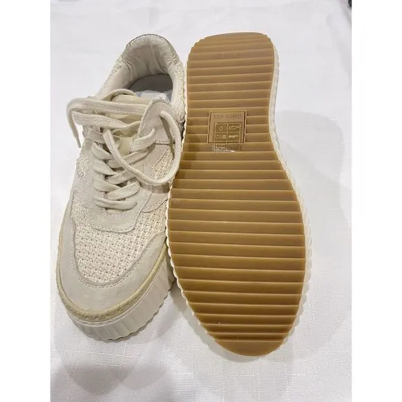 Dolce Vita Denae Platform Knit Crossweave Sneakers Sandstone Cream Size 9