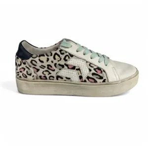 Dolce Vita Leather and Calf Hair Sneakers Women 8 Leopard 1.25&quot; Platform Comfort
