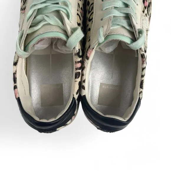 Dolce Vita Leather and Calf Hair Sneakers Women 8 Leopard 1.25&quot; Platform Comfort
