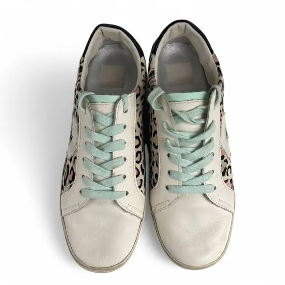 Dolce Vita Leather and Calf Hair Sneakers Women 8 Leopard 1.25&quot; Platform Comfort