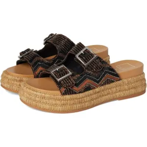 Dolce Vita Shoes Wixie Black Beaded Platform Espadrille Sandals