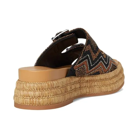 Dolce Vita Shoes Wixie Black Beaded Platform Espadrille Sandals