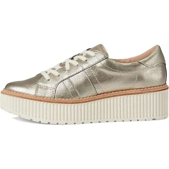 Dolce Vita Tiger Sneakers Women's US 8.5 Gold Leather Platform Shoes KHD215