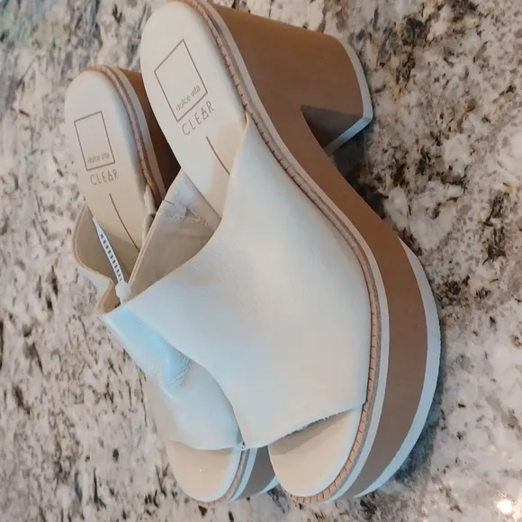 DOLCE VITA WOMENS SZ 9.5 SLIDE PLATFORM SANDALS $150 CREAM
