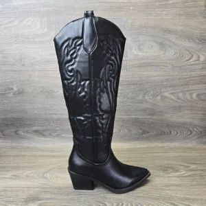 Dolls Kill Maverick Cowboy Boots Womens 6 Black Knee High Western Dallas Rodeo A