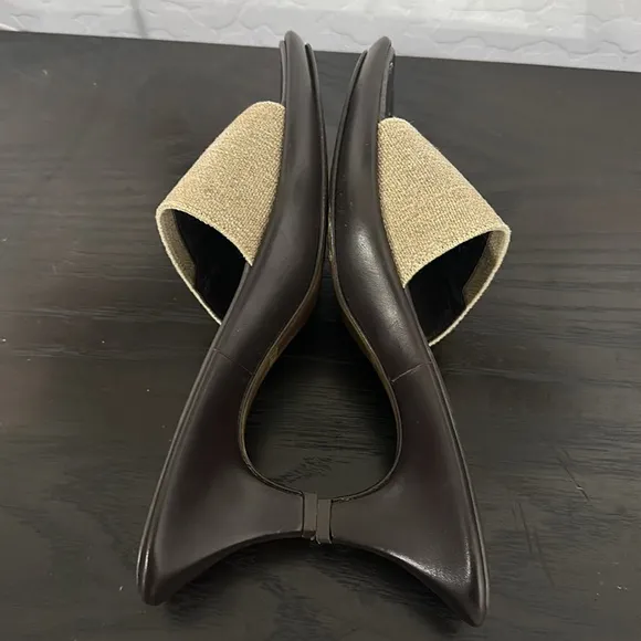 DONALD J PLINER Leather Heeled Sandals Open Toe Brown Tan Size 7.5 Made in Italy