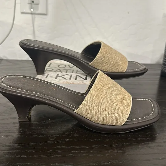 DONALD J PLINER Leather Heeled Sandals Open Toe Brown Tan Size 7.5 Made in Italy